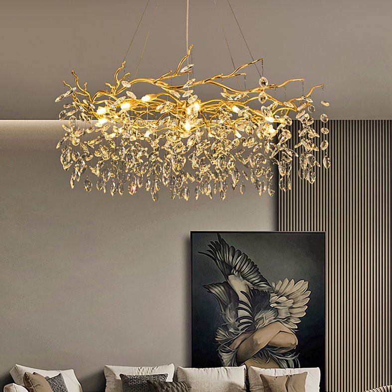 Kristy Contemporary Gold Glass Crystal Chandelier