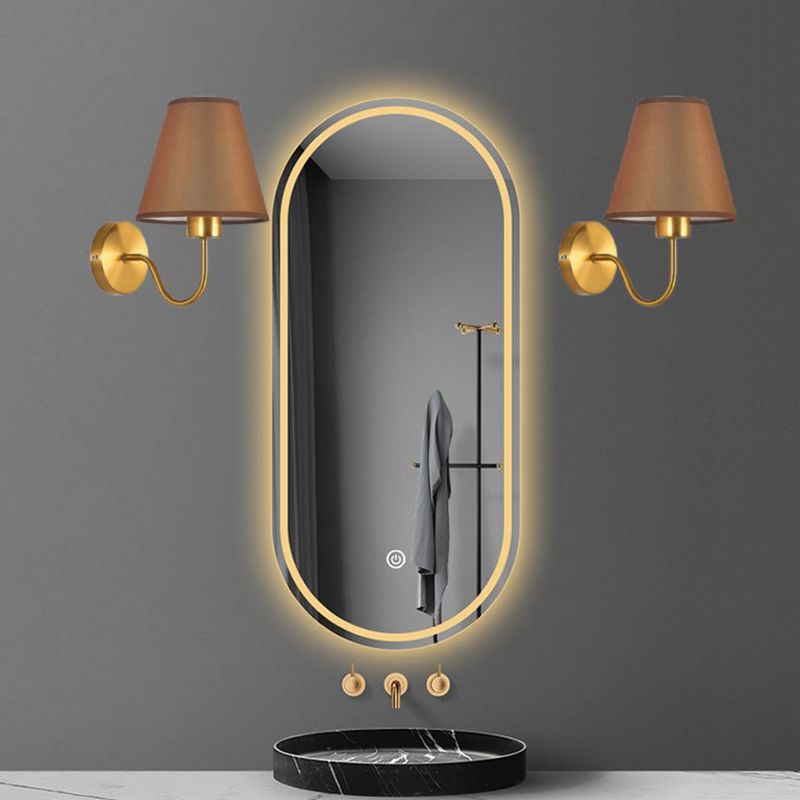 Tiffany Nordic Fabric Metal Vanity Wall Lamp, Black/White/Coffee/Flaxen