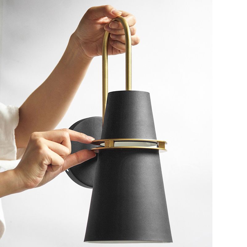 Valentina Modern Cone Metal Wall Lamp, Black/White/Blue