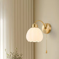 Valentina Nordic Flower Vanity Glass Metal Wall Lamp, Gold/Ivory