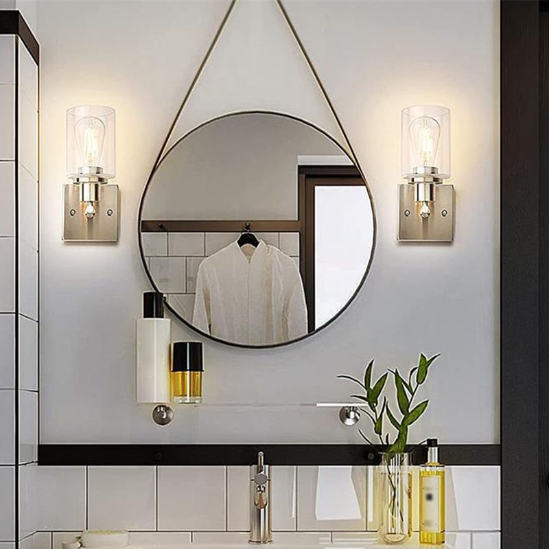 Silva Modern Mirror Front Black Vanity Wall Lamp, Metal/Glass
