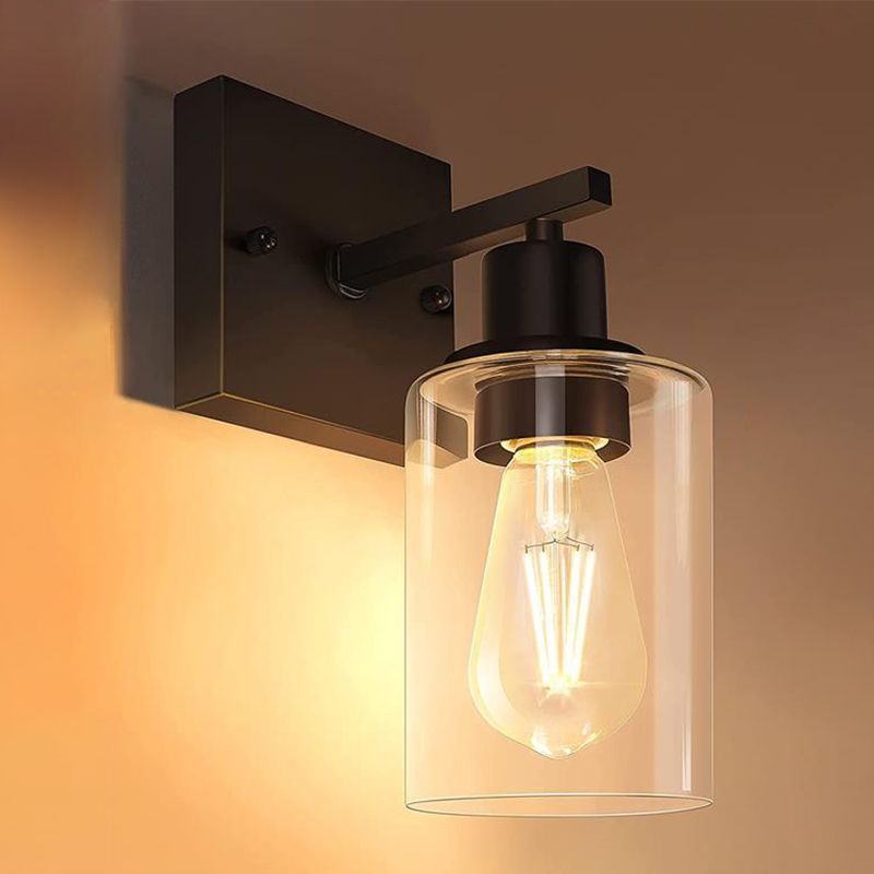Silva Modern Mirror Front Black Vanity Wall Lamp, Metal/Glass