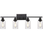 Silva Modern Mirror Front Black Vanity Wall Lamp, Metal/Glass