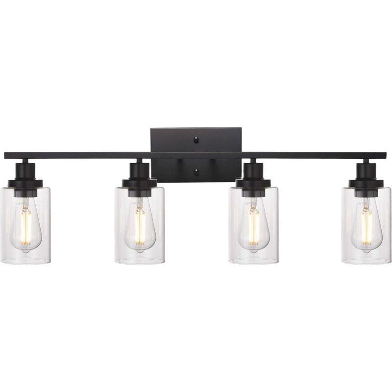 Silva Modern Mirror Front Black Vanity Wall Lamp, Metal/Glass