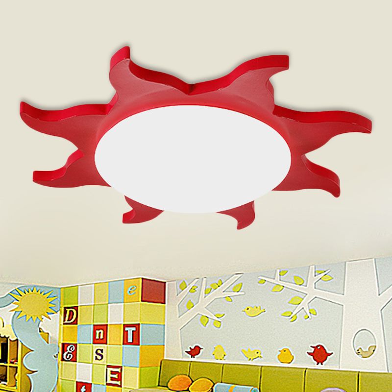 Aria Modern Sun Round Flush Mount Ceiling Light, Red/Yellow/Blue/Green, Bedroom