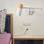 Muto Nordic Can Shaped Adjustable Wall Lamp, Metal/Wood, White