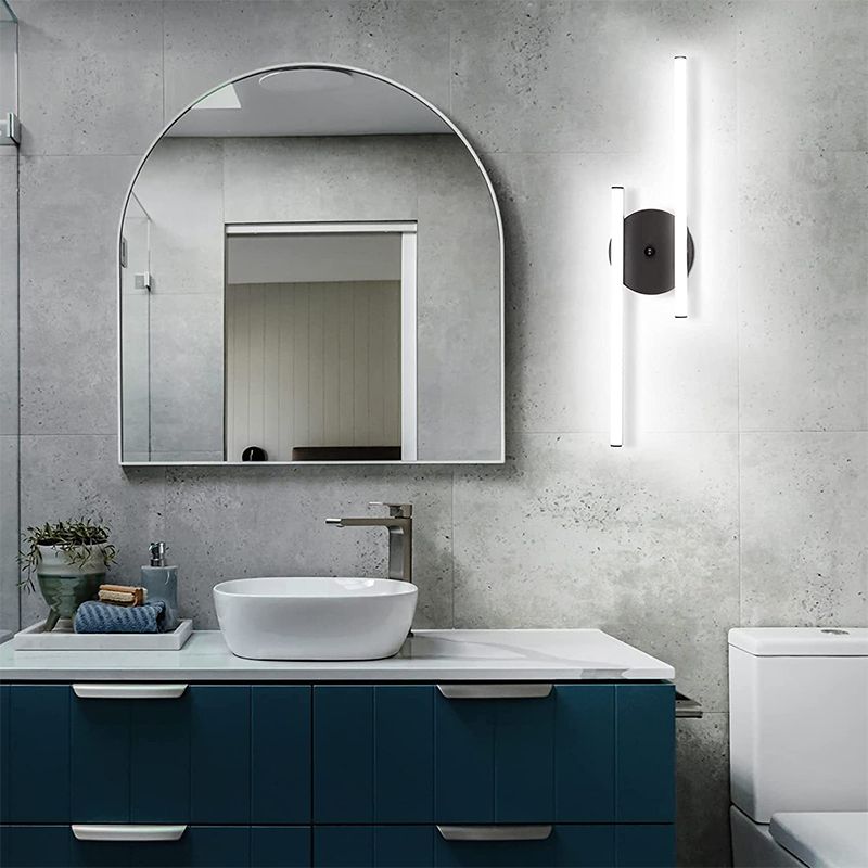 Arisha Modern Bi-Linear LED Vanity Wall Lamp, Black/Silver