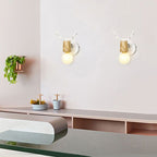 Muto Modern Antler Wood/Glass Wall Lamp, Bedroom/Bathroom