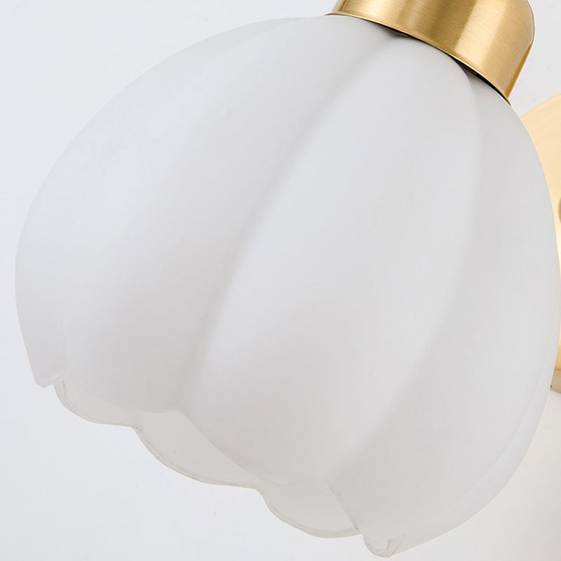 Valentina Nordic Flower Vanity Glass Metal Wall Lamp, Gold/Ivory