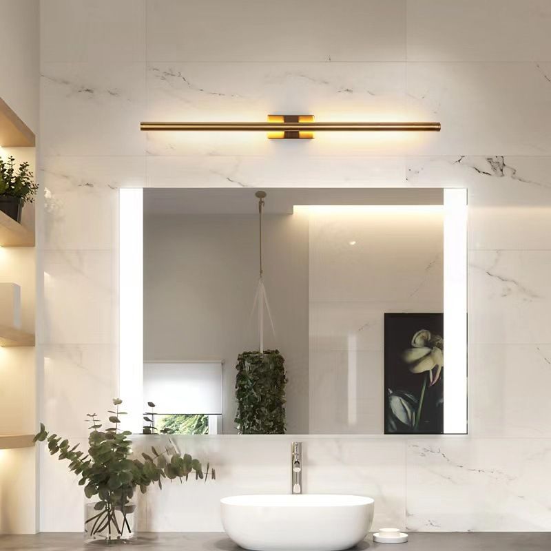 Arisha Modern Linear Metal& Bedroom Wall Lamp, Black/Brass