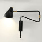 Aria Wall Lamp Modern, Metal Adjustable, Black/Gold, Study