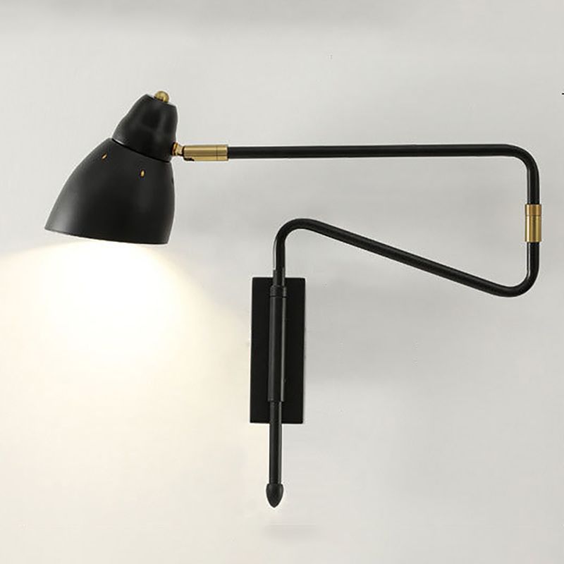 Aria Wall Lamp Modern, Metal Adjustable, Black/Gold, Study