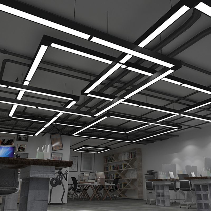 Noar Minimalist Rectangular LED Black Pendant Light,