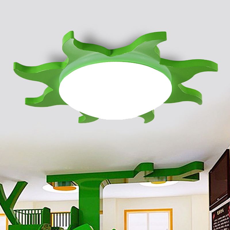 Aria Modern Sun Round Flush Mount Ceiling Light, Red/Yellow/Blue/Green, Bedroom