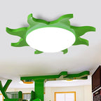 Aria Modern Sun Round Flush Mount Ceiling Light, Red/Yellow/Blue/Green, Bedroom