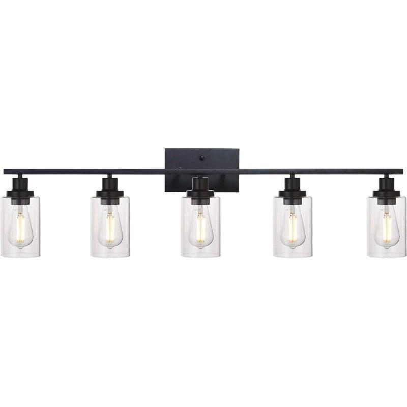 Silva Modern Mirror Front Black Vanity Wall Lamp, Metal/Glass