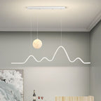 Arisha Minimalist Wavy Metal Pendant Light, Black/White/Gold