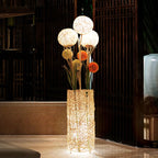 Ritta Retro Vase Wood Rattan Floor Lamp, White/Brown