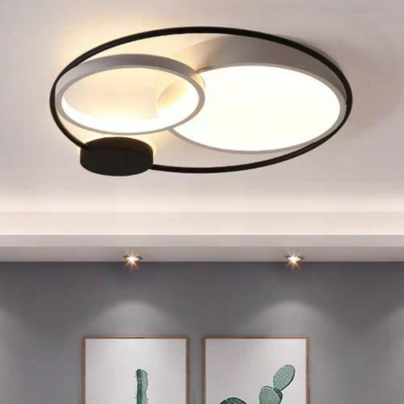 Arisha Modern Circular LED Flush Mount Ceiling Light, Black & White
