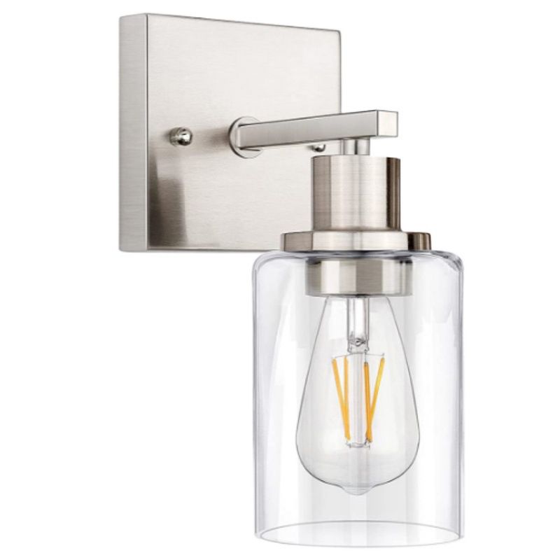 Silva Modern Mirror Front Black Vanity Wall Lamp, Metal/Glass