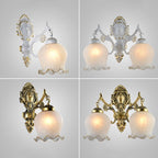 Arisha Vintage Flower shape Metal&Glass Modern Wall Lamp, White/Bronze