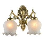 Arisha Vintage Flower shape Metal&Glass Modern Wall Lamp, White/Bronze