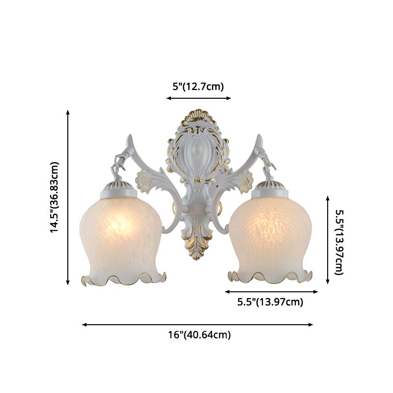 Arisha Vintage Flower shape Metal&Glass Modern Wall Lamp, White/Bronze