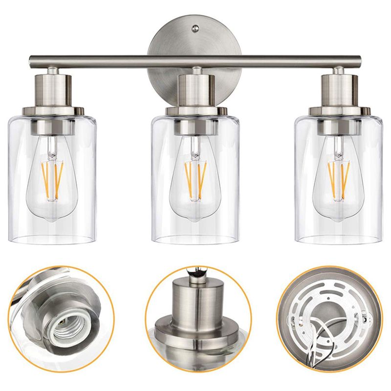 Silva Modern Cylindrical Metal&Glass Wall Lamp In Living Room, Nickel