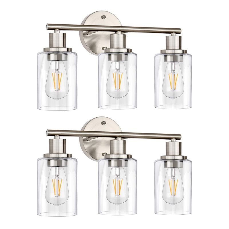Silva Modern Cylindrical Metal&Glass Wall Lamp In Living Room, Nickel
