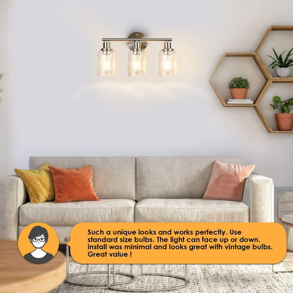 Silva Modern Cylindrical Metal&Glass Wall Lamp In Living Room, Nickel