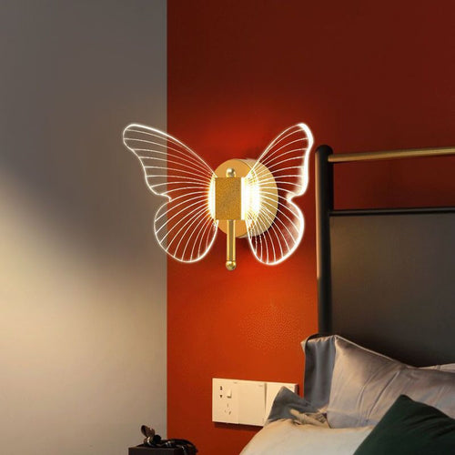 Arisha Cute Butterfly Metal Wall Lamp, Gold