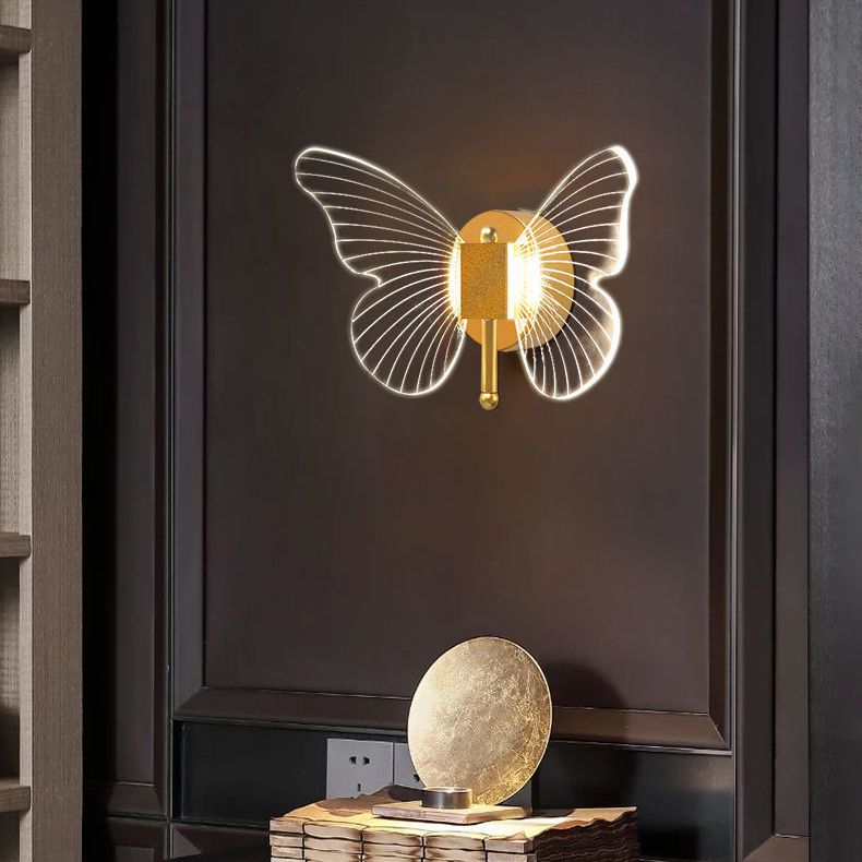 Arisha Cute Butterfly Metal Wall Lamp, Gold