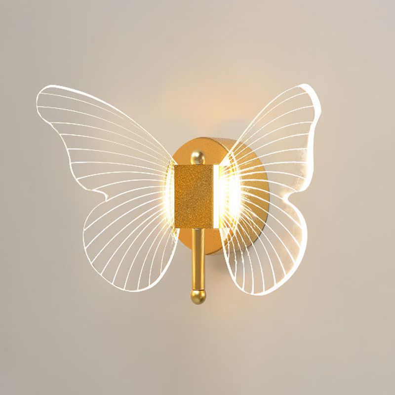 Arisha Cute Butterfly Metal Wall Lamp, Gold