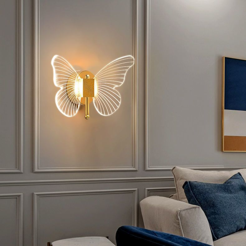 Arisha Cute Butterfly Metal Wall Lamp, Gold