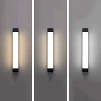 Ray Minimalist Linear Metal Outdoor Wall Lamp, Black