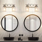 Silva Modern Mirror Front Black Vanity Wall Lamp, Metal/Glass