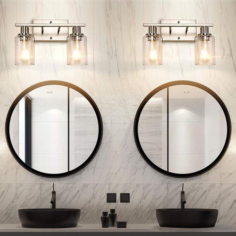 Silva Modern Mirror Front Black Vanity Wall Lamp, Metal/Glass