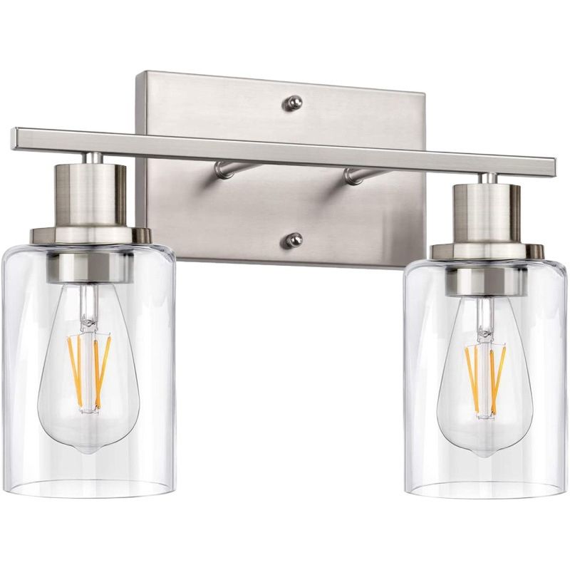 Silva Modern Mirror Front Black Vanity Wall Lamp, Metal/Glass