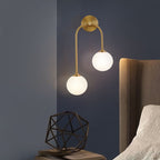 Valentina Modern Arc Globe Glass Wall Lamp, Brass, Living Room