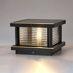 Ray Modern Rectangular Metal Outdoor Solar Lamp, Black/ Brass/Bronze