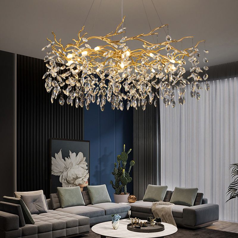 Kristy Contemporary Gold Glass Crystal Chandelier