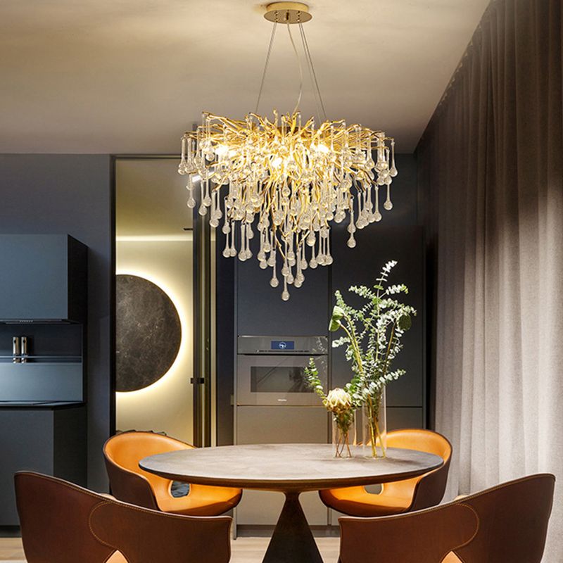 Arisha Pendant Light Tassel Luxury, Metal/Crystal, Gold, Bedroom