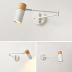 Muto Nordic Can Shaped Adjustable Wall Lamp, Metal/Wood, White