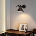 Muto Cone Shaped Adjustable Wall Lamp, Metal/Wood, Bedroom