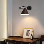 Muto Cone Shaped Adjustable Wall Lamp, Metal/Wood, Bedroom