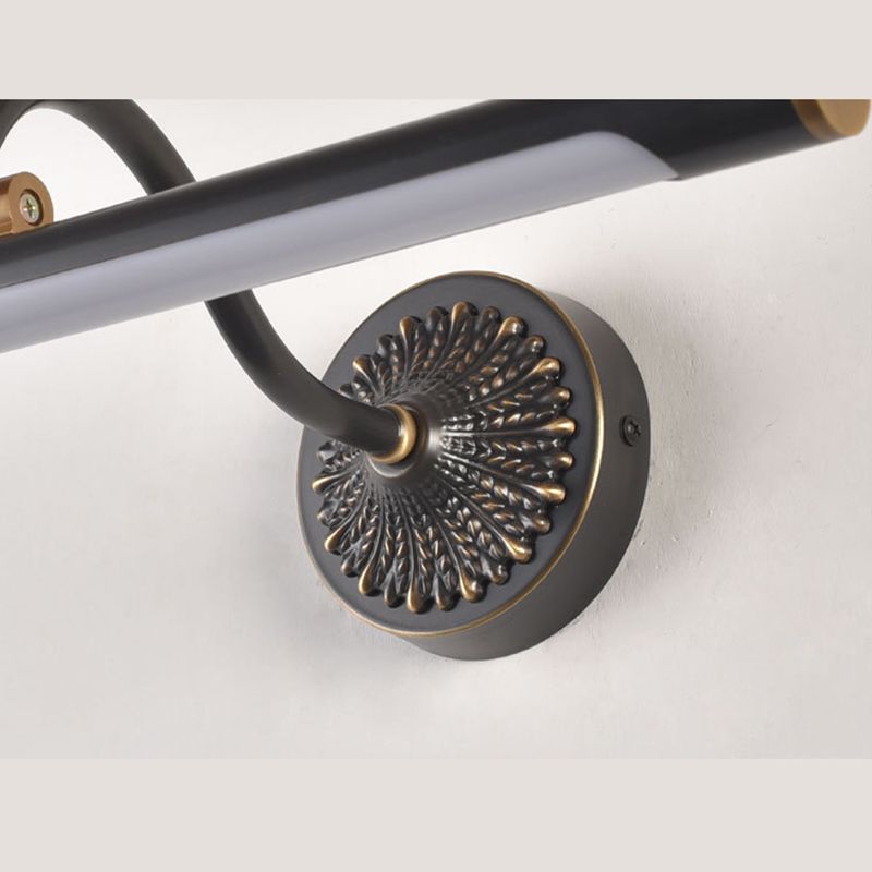 Tiffany Black Adjustable Reading Spotlight Wall Lamp, Metal/Wood