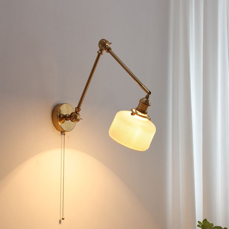 Arisha Wall Lamp Modern Drum Ceramics Metal Adjustable, White