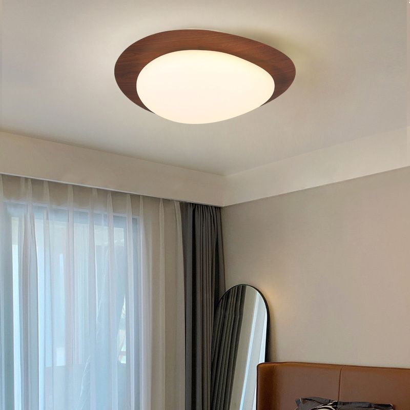 Arisha Flush Mount Ceiling Light Modern, Metal, Walnut/Natural