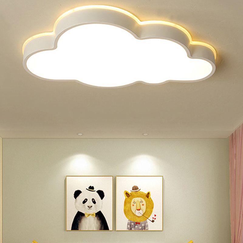 Arisha Modern Flush Mount Cloud Ceiling Light, White, Metal
