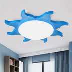 Aria Modern Sun Round Flush Mount Ceiling Light, Red/Yellow/Blue/Green, Bedroom